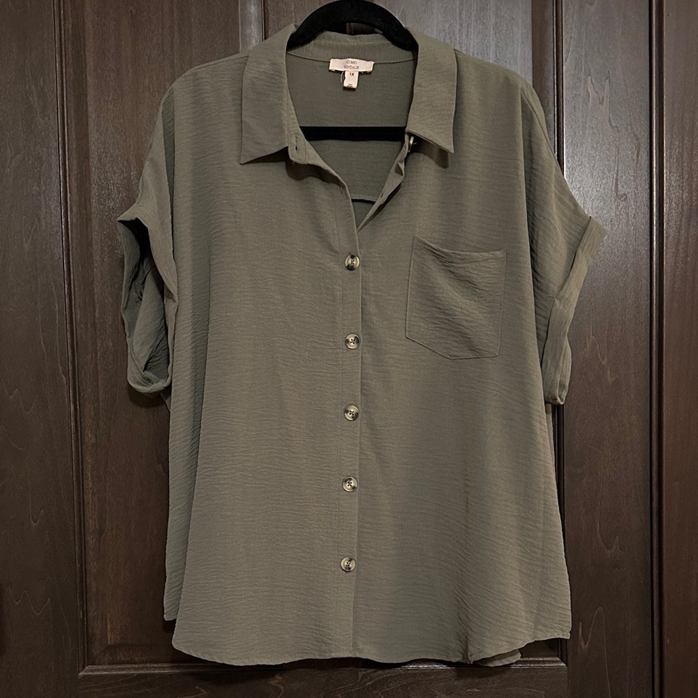 Olive Green Button-Down Shirt